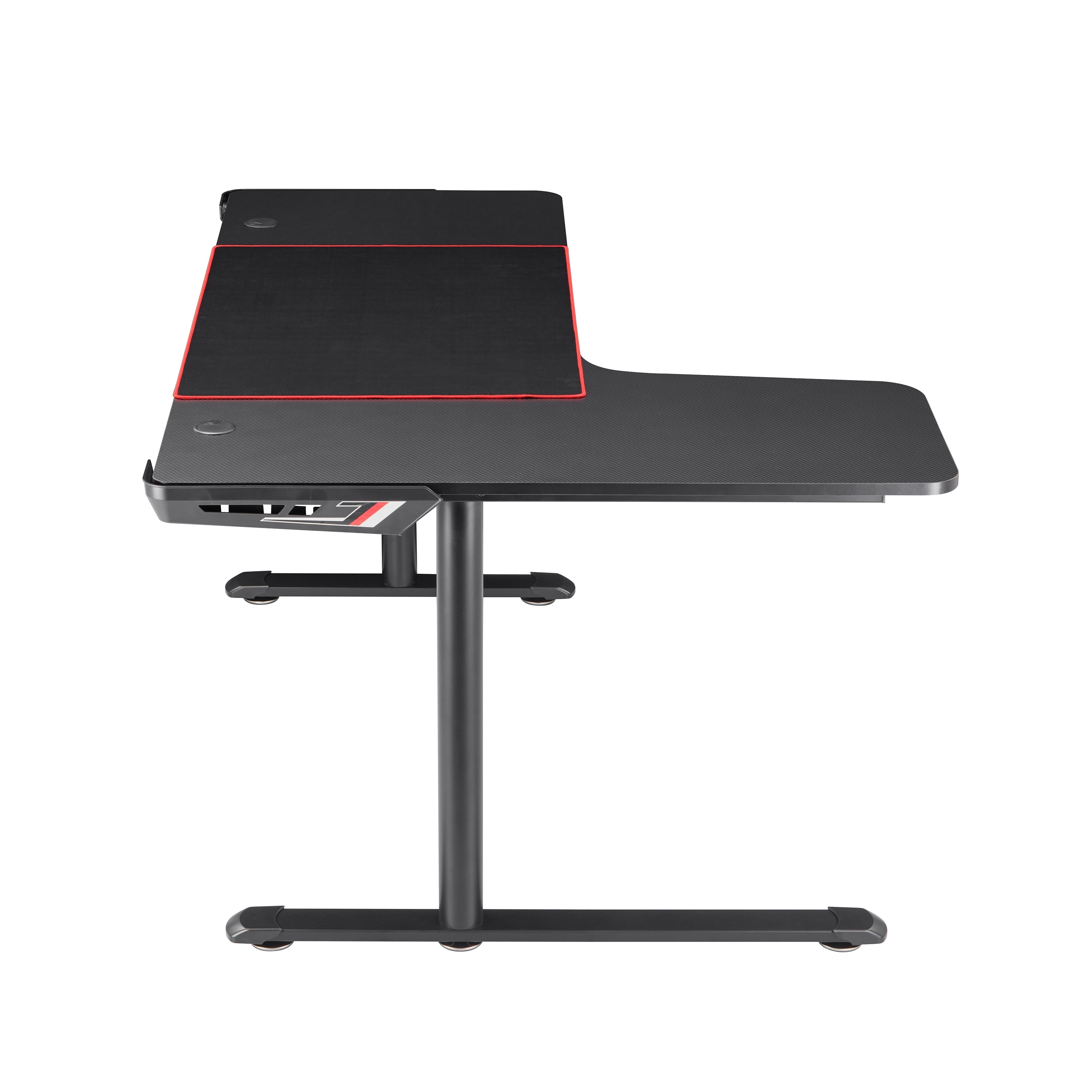 Devan Steel L-Shaped Gaming Desk with USB Ports, Black