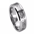 thumbnail image 1 of 6mm For Men or Ladies - Celtic Knot Dragon over Black Carbon Fiber Inlay Tungsten Carbide Wedding Band Ring, 1 of 4