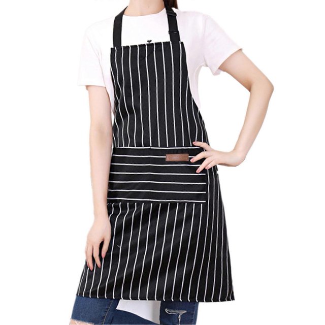 Stripe Bib Apron for Men Women Oil-proof Anti-foulings Lace-up Bib for Home Kitchen