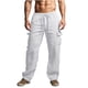 thumbnail image 2 of Pantalones largos para hombre, casuales, de moda, para vacaciones, lisos, casuales, con cintura elástica y bolsillos., 2 of 6