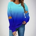 thumbnail image 4 of Womens Fall Crewneck Sweatshirts Ghost Halloween Outfits Loose Long Sleeve Gradient Sweat Shirts Casual Lounge Wear Blue, 2XL, 4 of 4
