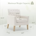thumbnail image 2 of LUE BONA Linen Accent Chair 18.5" H, Button Tufted Armchair, Comfy Living Room Adult Chair with Arms for Bedroom, Beige, 2 of 5