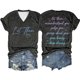 thumbnail image 1 of Camiseta informal de mujer con estampado de doble degradado, manga corta y cuello en V - Camiseta ligera y transpirable con gráfico de fútbol para el día del partido y para el uso diario, 1 of 2