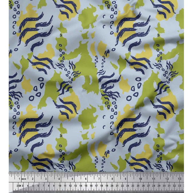 Soimoi Green Heavy Satin Fabric Leopard & Wild Animal Skin Decor Fabric Printed BTY 54 Inch Wide