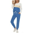 thumbnail image 2 of Fantaslook Womens Color Block Pajamas Crewneck Long Sleeve Lounge Sets Casual Jogger Outfits with Pockets, 2 of 7