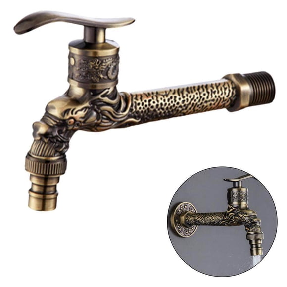 pitrice Wall Mount Zinc Alloy Water Tap Outdoor Garden Spigot Kitchen Hotel Decor Bronze