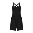 thumbnail image 5 of vigerkar Womens Athletic Romper Summer Casual Workout Running Jumpsuits One Piece Gym Yoga Outfits Beach Vacation Clothes Black, XXL, 5 of 9