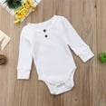 thumbnail image 3 of Gupgi Newborn Baby Long Sleeve Romper Knitted Rib Casual Button Jumpsuit, 3 of 4