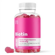 Biotin Gummies Highest Potency - 10,000mcg – Promotes Healthier Skin, Hair & Nails - Natural Strawberry Flavor – Non-GMO – Gluten-Free – Gelatin Free – Vegan Friendly - 60 Gummies