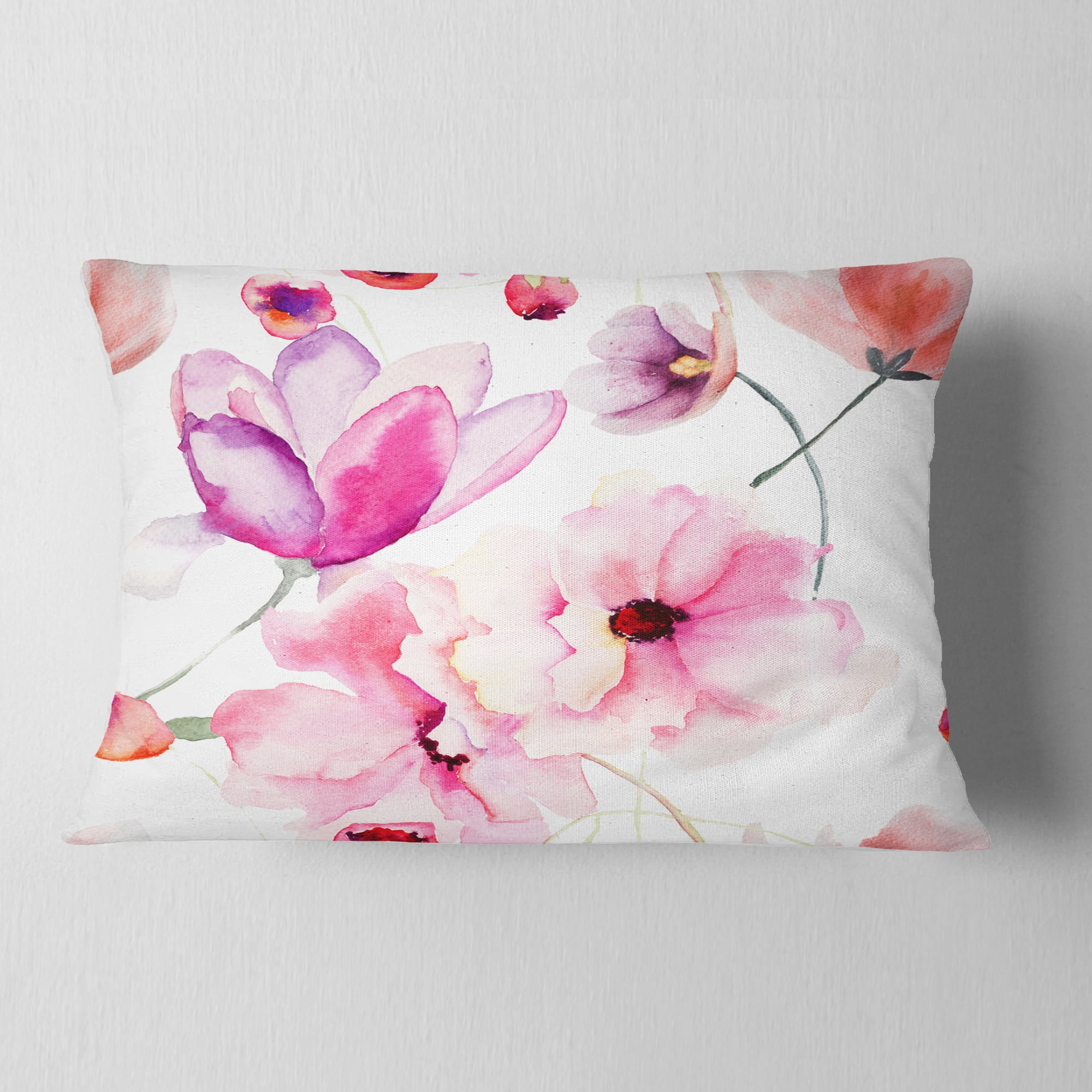 Designart 12" x 20" Red Polyester Throw Pillow