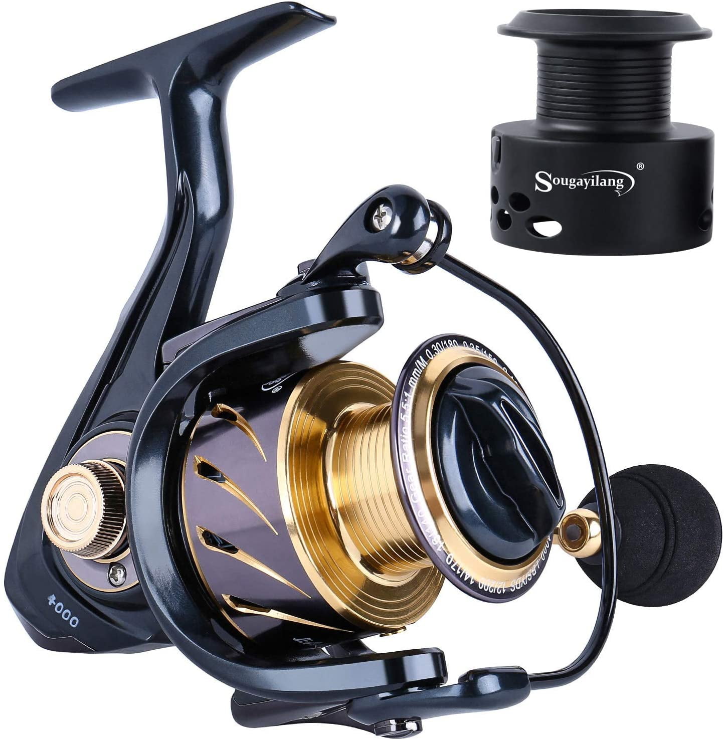 Sougayilang Fishing Reel 13+1BB Freshwater Spinning Reel Ultra Lightweight Smooth Powerful Fishing Reels with Graphite Frame CNC Aluminum Spool 