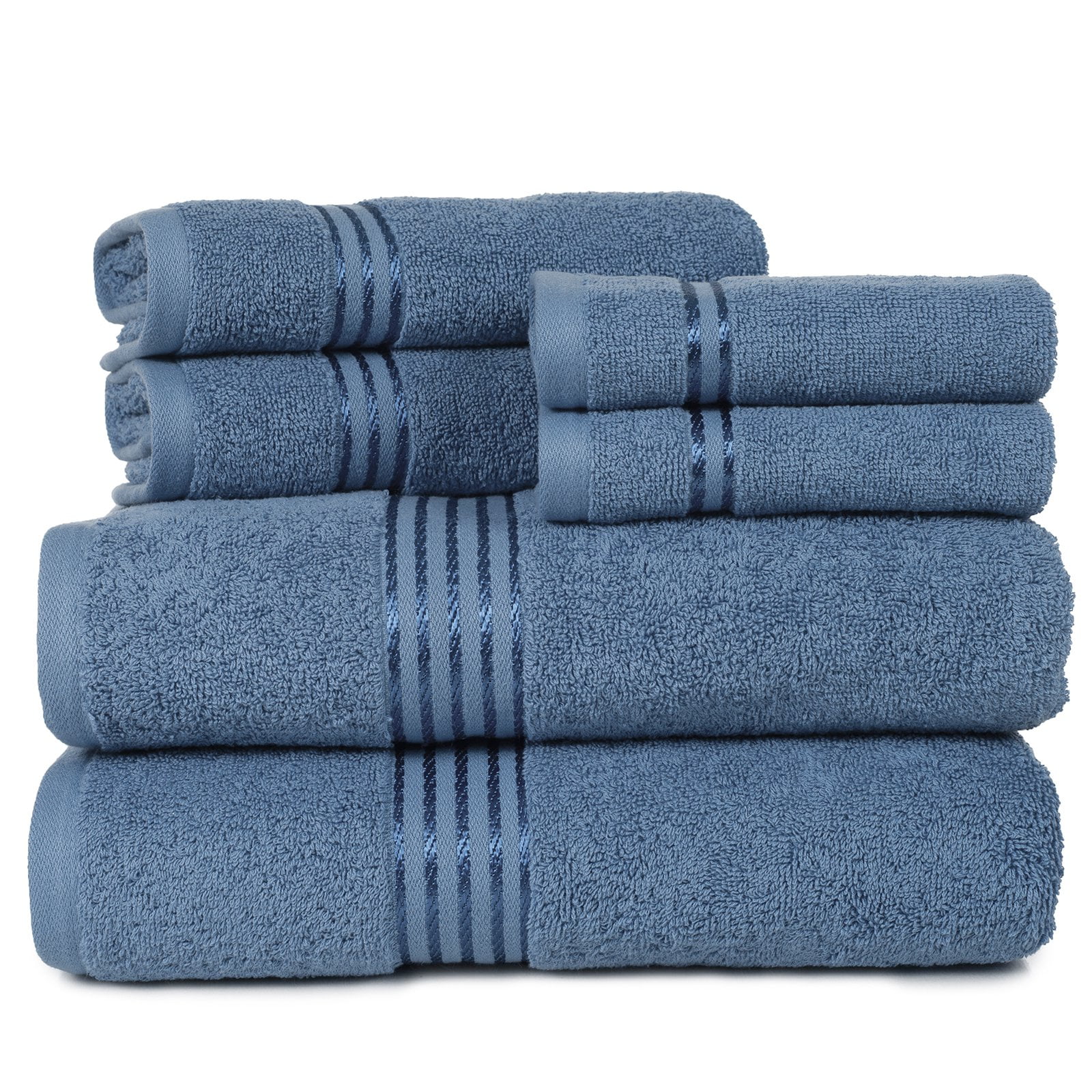 Lavish Home 100 Egyptian Cotton Hotel 6 Piece Towel Set Light Blue
