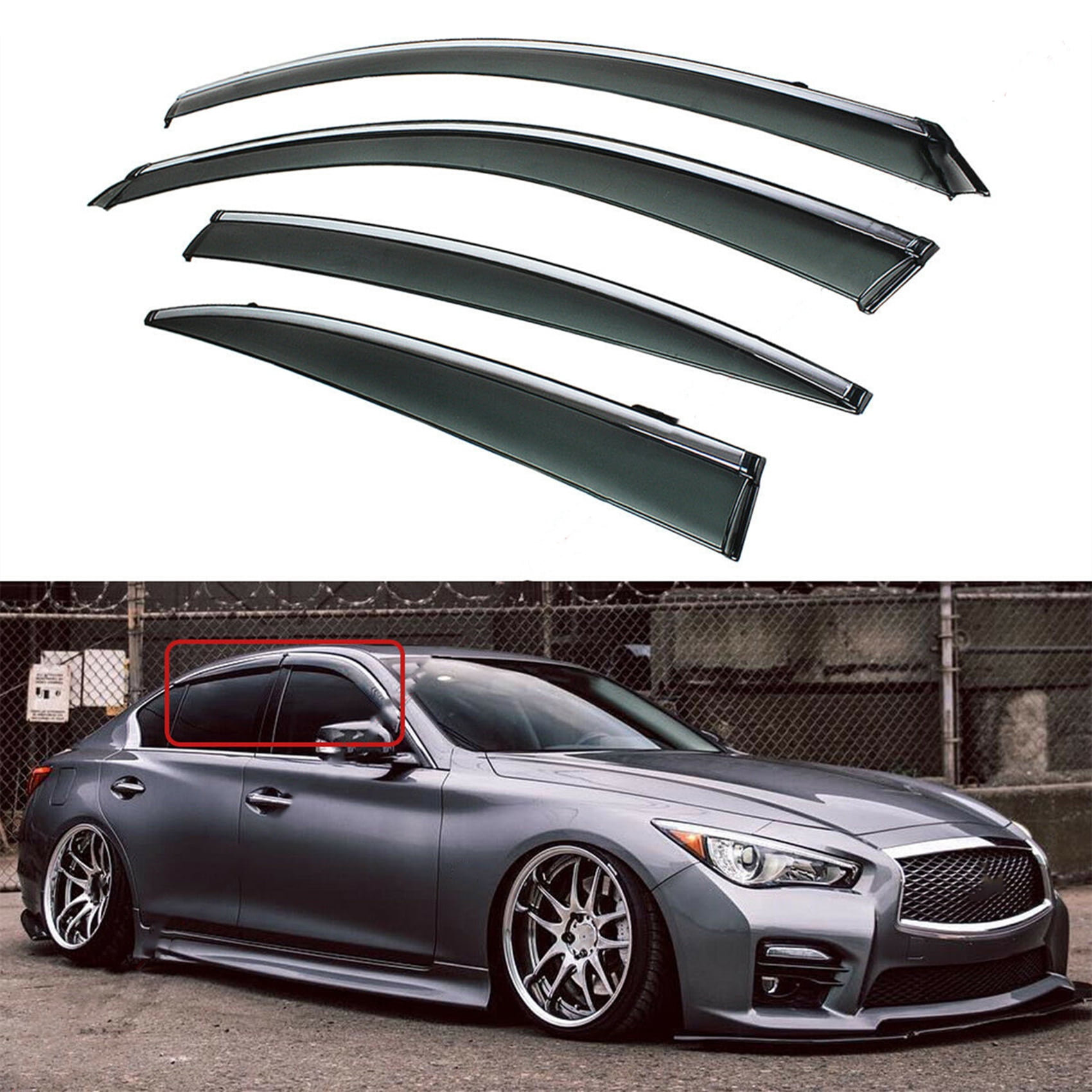Genrics Window Visors Rain Guards Car Side Window Deflectors Sun Vent