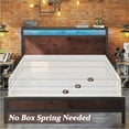 thumbnail image 2 of Fluest Iron Wood Bed Frame, USB Port, LED Headboard, Noise-Free,Queen, Rustic Brown, 2 of 6