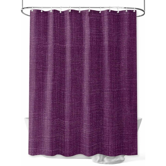 Shower Curtain Purple Linen Texture Bathroom Curtains with Hooks, Waterproof Fabric Vintage Solid Color Bath Shower Curtains Set for Bathroom Bathtubs Decor 36x72 Inch