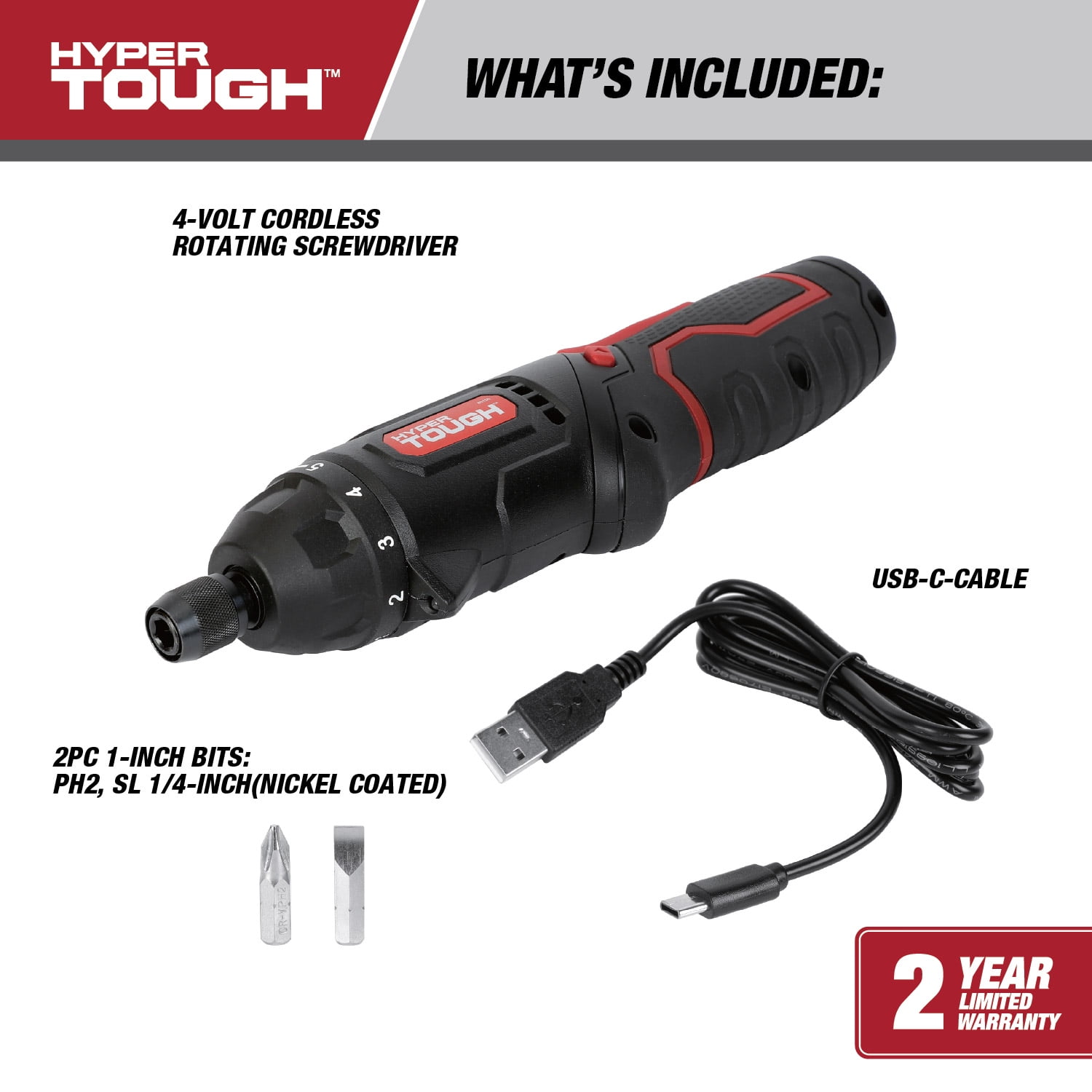 Hyper Tough 4V Rotating Head Screwdriver, Holiday Gift