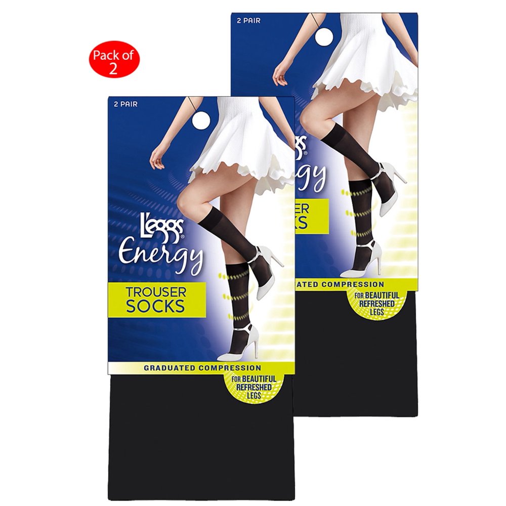 L'eggs Leggs; Energy Collection Trouser Socks 2Pack, Color Black, Size 912 PACK OF 4