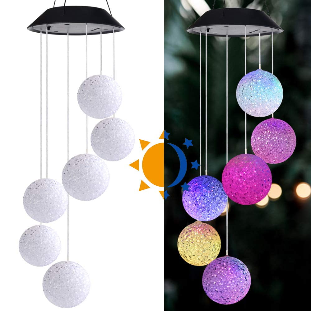 LED Solar Mobile, Solar Powered Color Changing Wind Chime Waterproof ...