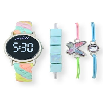Justice Unisex4pc Watch Set with Matching Braided Strap and Butterfly Bracelet - JSE40059WM