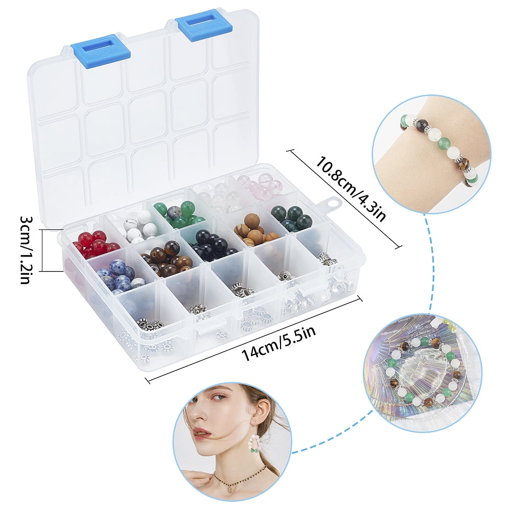DIY Stretch Bracelets Making Kits Including Natural Gemstone Round Beads Alloy Spacer Beads Iron Beading Needles Gemstone Beads 8mm Hole1mm 250pcs/set