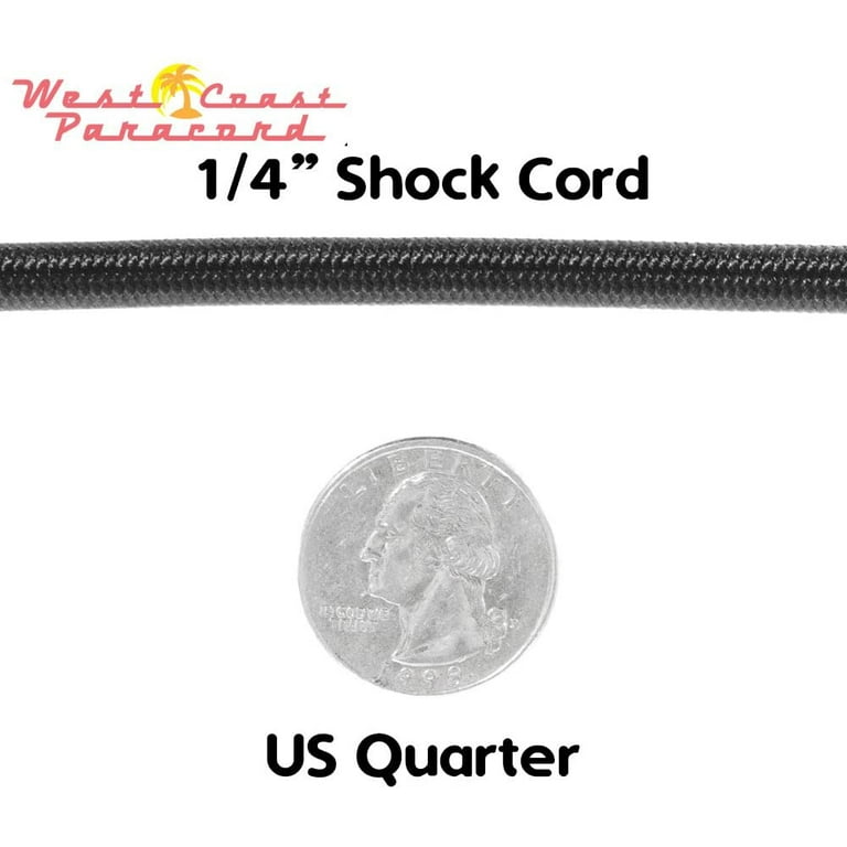 West Coast Paracord Marine Grade Shock Cord 1/4-inch - Lengths up to 1000  feet - Made in USA (25 Feet, Black)