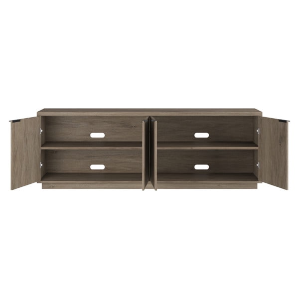 Evelyn&Zoe Mansfield Transitional TV Stand For TVs up to 78", Antiqued Gray Oak