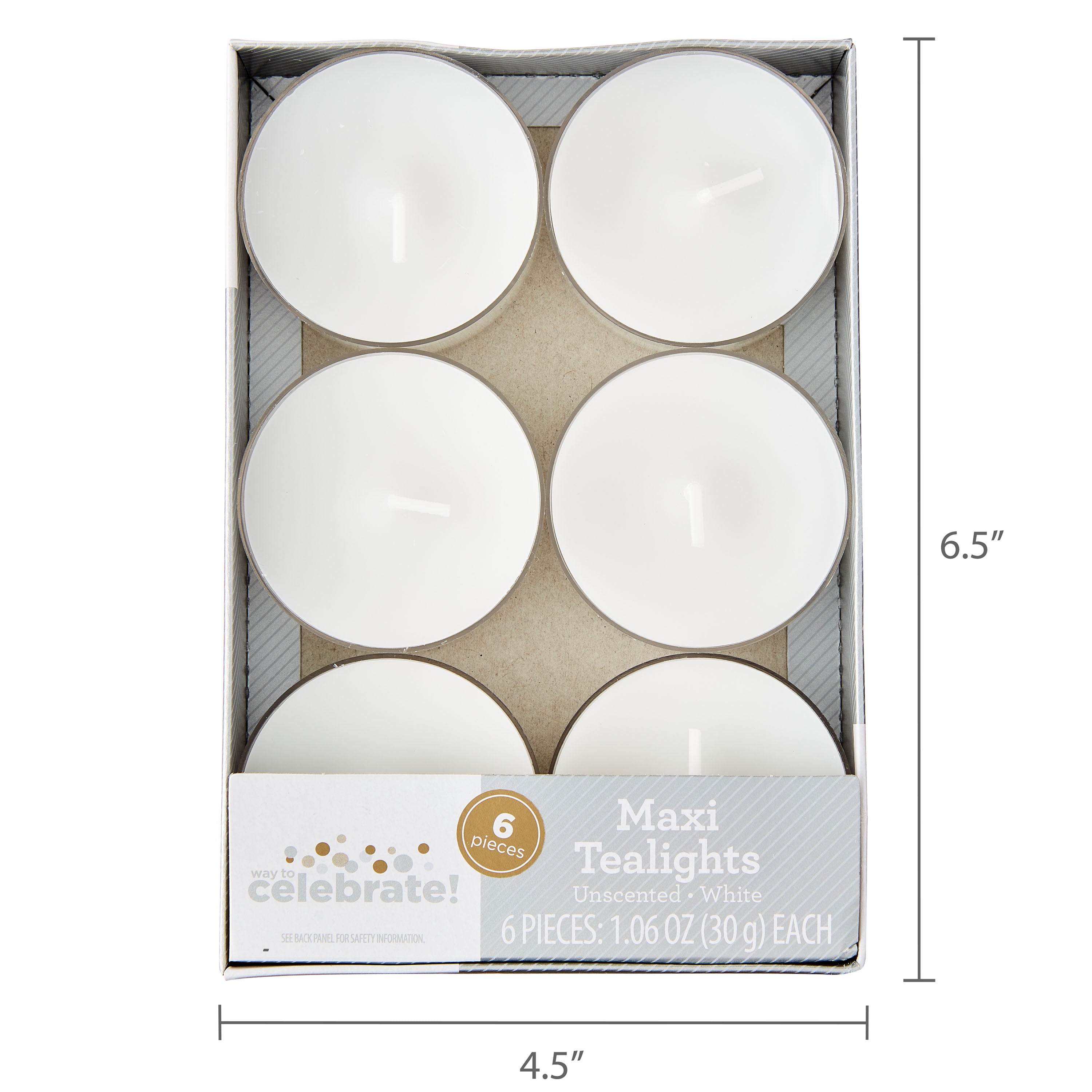 Way To Celebrate Maxi Tealight Candles Unscented White 6 Count