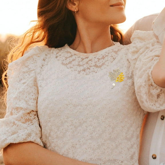 MLINS  2 Pcs Thanksgiving Brooches for Women Jewelry Pins and Maple Leaf Miss Bride Golden