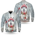thumbnail image 3 of Playful Siberian Husky Welcomes Winter Snowy Day with Cardinal Bird All Over Print 3D Baseball Jacket Husky Dog Lover Gifts Bomber Jacket Softball - 12017, 3 of 6
