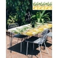 thumbnail image 3 of Summer Lemon Rectangle Tablecloth, Waterproof Elastic Fitted Table Covers for 6 Foot Tables, 32x72inch Decorative Tablecloths for Picnic, Camping, Indoor, Outdoor, Watercolor Fruits Green Leaf Vase, 3 of 6