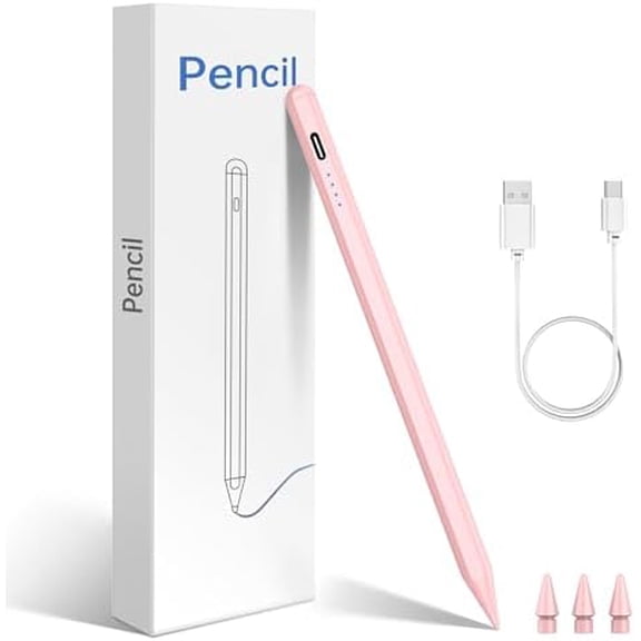 Pink Fast Charge Stylus Pen with Tilt Sensitivity, Compatible with iPad 11/10/9/8/7/6th Gen, Pro 13"/12.9"/11"/M4, Air 7/6/5/4/3/M3/M2, Mini 6/5th