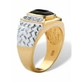 thumbnail image 2 of PalmBeach Jewelry Men's Cushion-Cut Onyx and Cubic Zirconia Ring in 14k Gold-plated Sterling Silver Sizes 8-16, 2 of 6