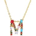 thumbnail image 1 of Collier Pendentif Alphabet Multicolore Micro Pavé Zircon Initiale Lettres Collier Couple Bijoux (m), 1 of 1