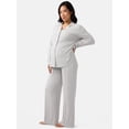 thumbnail image 4 of Ingrid & Isabel For Every Belly Women's Maternity Long Sleeve Button Down Shirt & Open Leg Pajama Set, Sizes S-XXXL, 4 of 12
