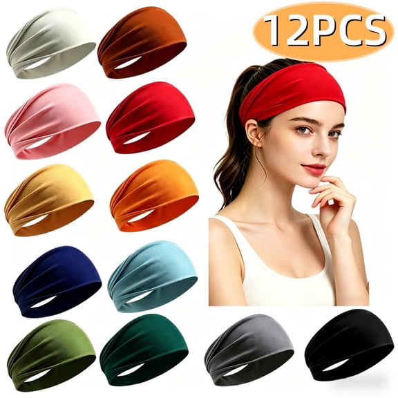 Women's Headbands Head Bands No Slip Fashion for Women's Headbands Elastic Hair Bands Workout Running Turban Head Bands 12 Pack