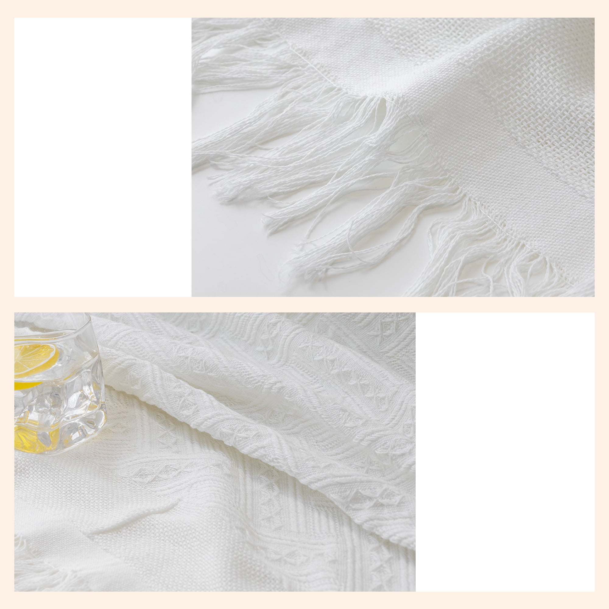 Unique Bargains Tablecloths with Tassel for Multiple Use Beige 47.2"x35.4"