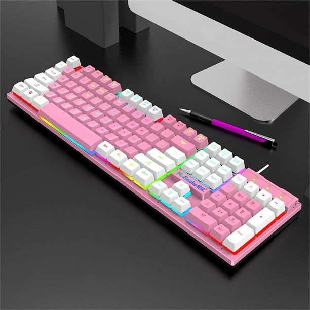 QISIWOLE Gaming Keyboard 104 Keys Wired USB Colorful RGB Backlight