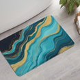 thumbnail image 2 of Blue Gold Wave Marble Pattern Bathroom Rugs Mat,Non Slip Microfiber Bathroom Rug,Rubber Backing,Soft Bathroom Mats for Bathroom Floor,Tub and Shower,17x27in(43x68cm), 2 of 5