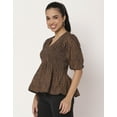 thumbnail image 3 of Moomaya Women's Smocked Printed Top, Women's Elbow Sleeve Tops For Summer, 3 of 8