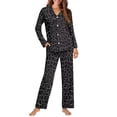 thumbnail image 2 of Garronmavis Black Dog Paws Cozy 2 Piece Pajama Set for Women Long Sleeve Button Up Sleepwear Lounge Set, Relaxing Night Outfit, Machine Washable, 2 of 7