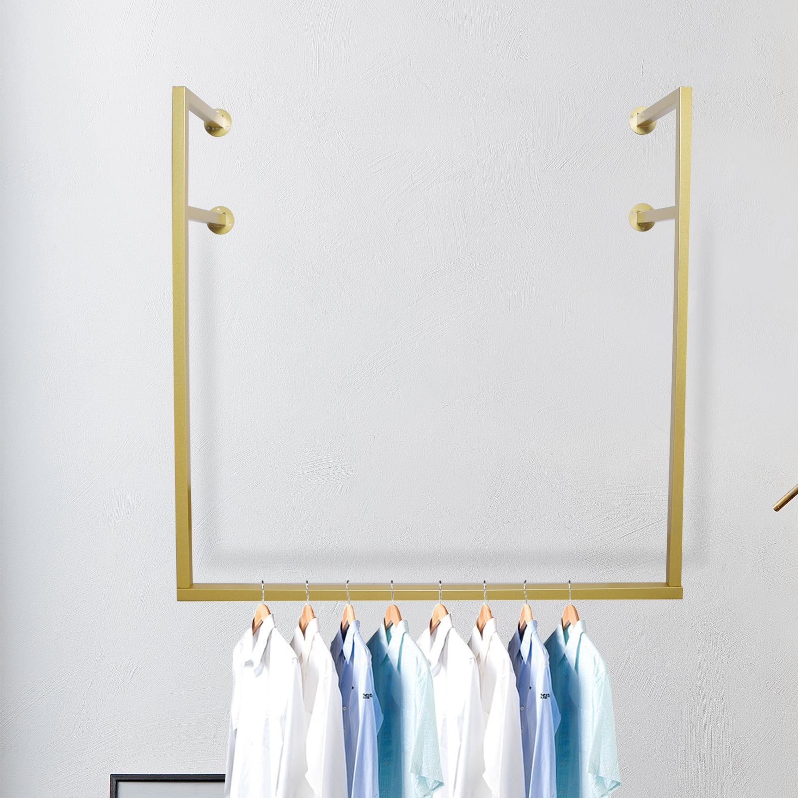 Miumaeov FShaped Clothes Rack Wallmounted Gold Metal Closet Hanging
