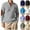 Gray, variant on Men's Henley Shirts, Long Sleeve Pocket Button Crew Neck Waffle Color Block Casual Pullover for Men Black