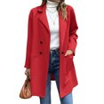 thumbnail image 4 of SLADYGLO Women Lapel Collar Double Breasted Mid-length Blazer, 4 of 7