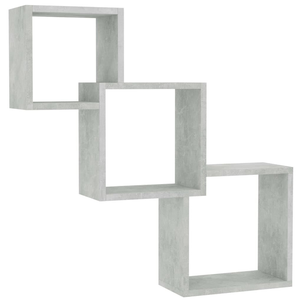 Veryke Set of 3 Modern Square Intersecting Floating Wall Shelves, Decor Display for Home - Concrete Gray