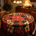 thumbnail image 4 of CHJK Christmas Round Tablecloth, 60 Inch Festive Xmas Black Cat and Gift Table Cover, Decorative Round Table Cloth for Holiday Dining Party Home Decoration, 4 of 6