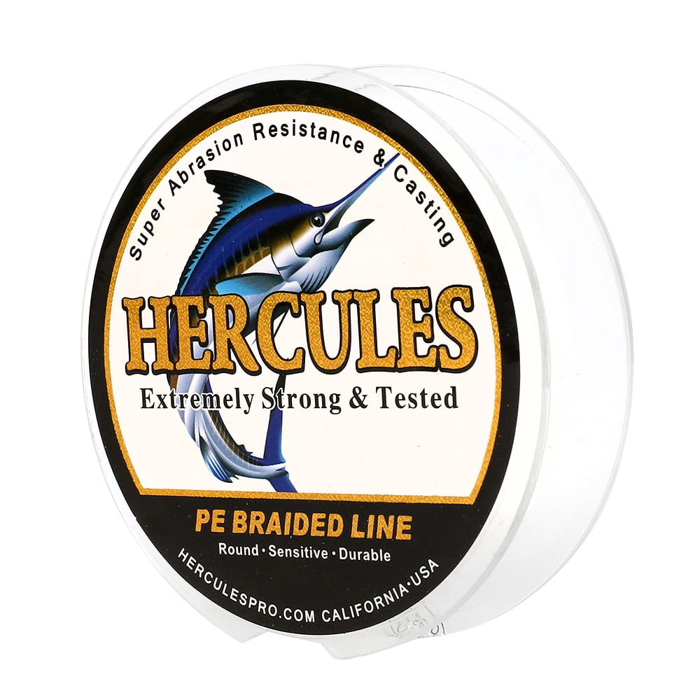 HERCULES Super Strong 500M 547 Yards Braided Fishing Line 6 LB Test for Saltwater Freshwater PE Braid Fish Lines 4 Strands - White, 6LB (2.7KG), 0.08MM