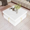 thumbnail image 4 of Coffee Table, High-Gloss Living Room Table, Side Table with Drawers and Gold Accents, 4 of 8