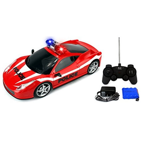 Exotic Supercar Police Remote Control RC Car Big 1:12 Scale Size w/ Bright LED Lights (Colors
