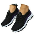 thumbnail image 3 of Women's Solid Color Mesh Walking Shoes Unisex Soft Sole Casual Sneakers Black 41, 3 of 7