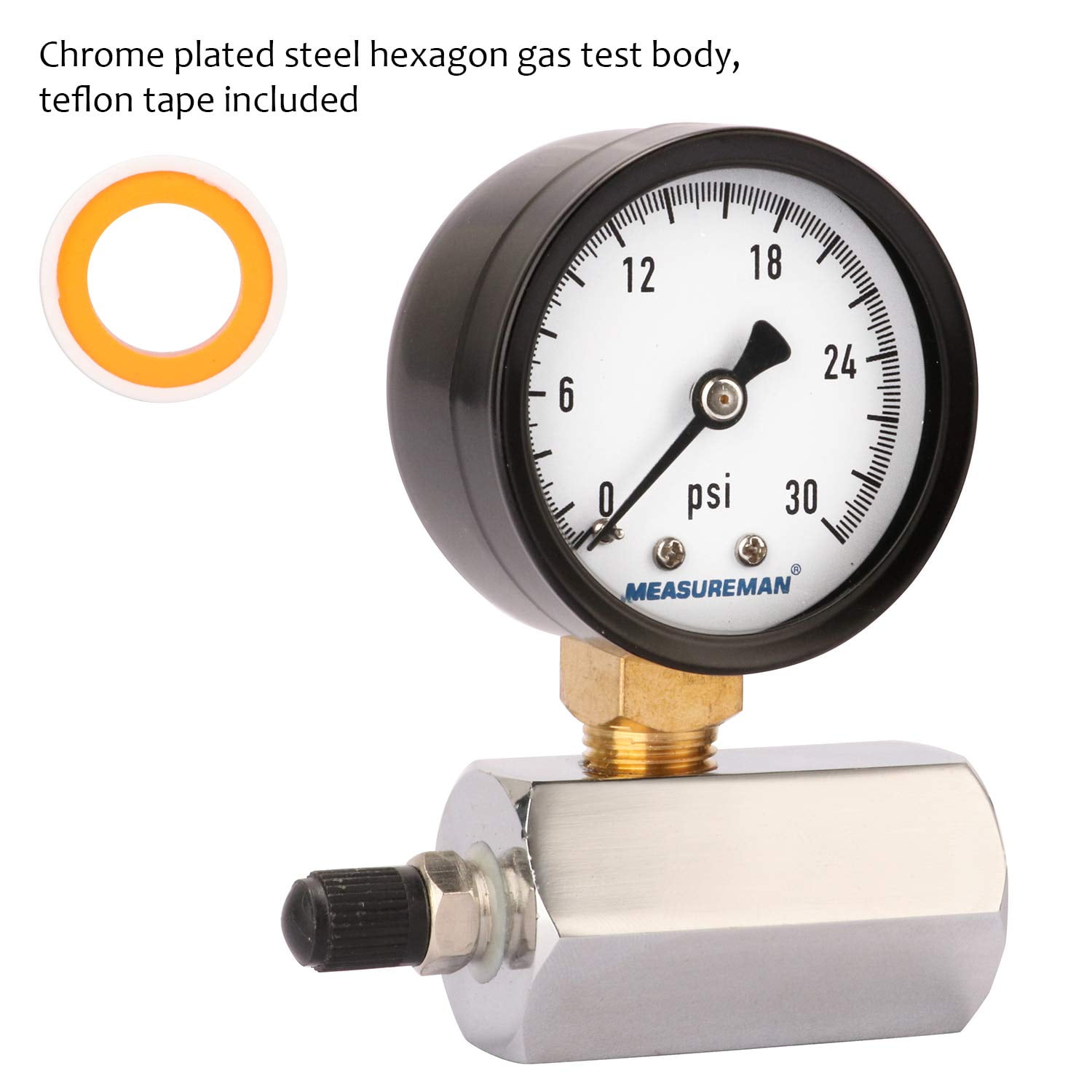Gas Test Pressure Gauge 30 Pound 100 kPa 3/4” FNPT Connection Assymbly 30 PSI 